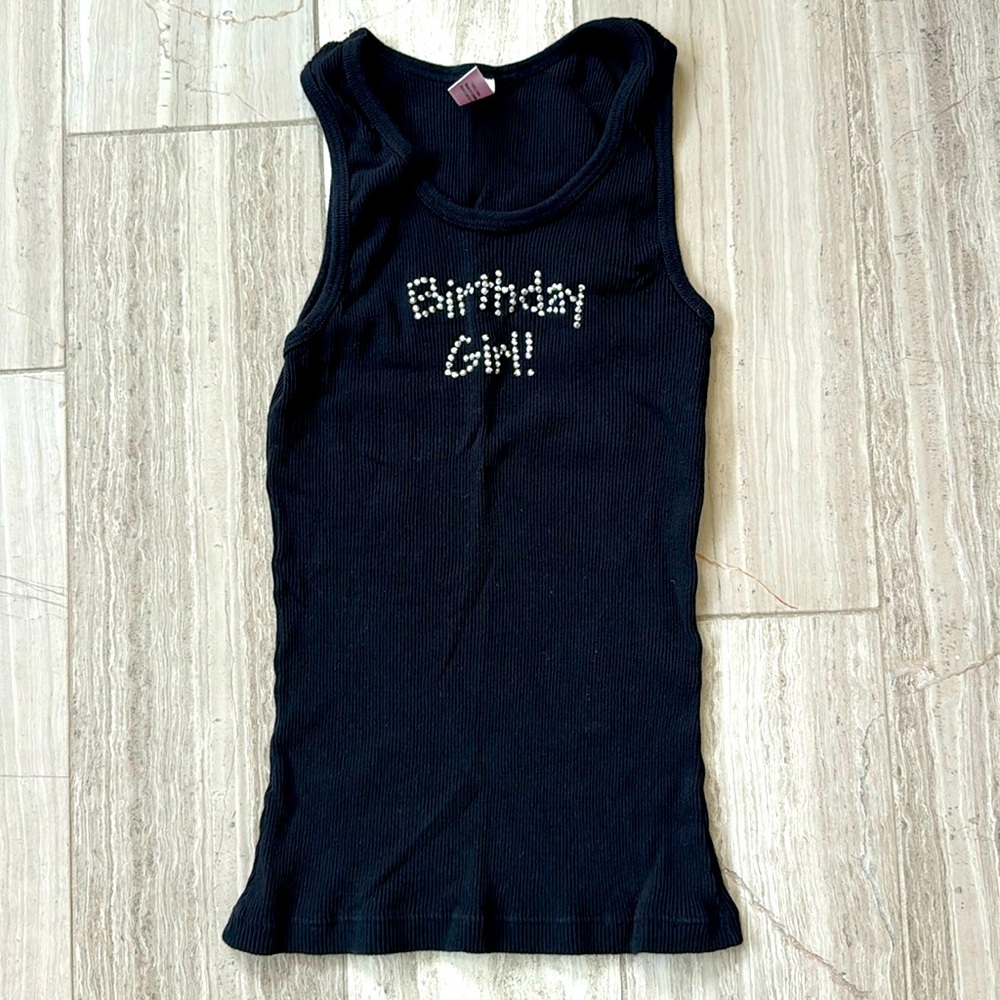Embellished “Birthday Girl” ribbed tank